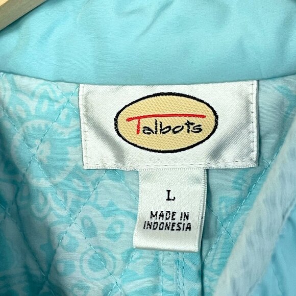 Talbots Quilted Walking Vest Womens Size L Teal Zip Up Lightweight Zip Pockets - Picture 5 of 8